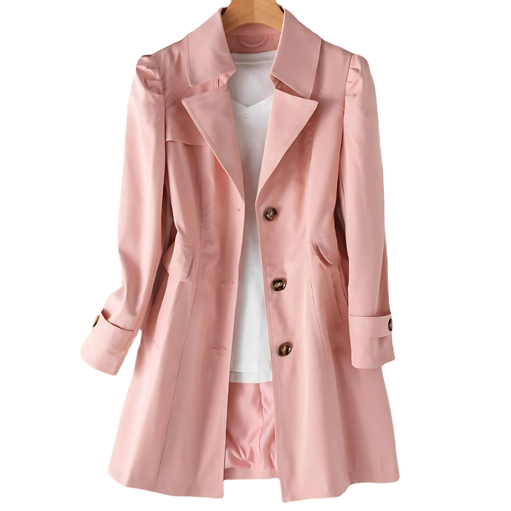 Elegant klassisk trench coat for kvinner, perfekt vår- og høstkåpe med belte. Ideell for mellomsesongen.