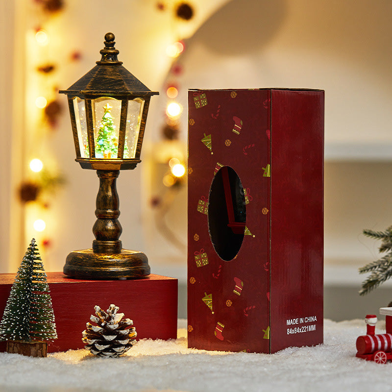 Vinterlig vannlykt med snøeffekt, elegant julepynt for interiør.