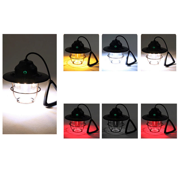 Stilig retro LED-campinglys gir varm stemning; vanntett og bærbar for utendørs bruk.