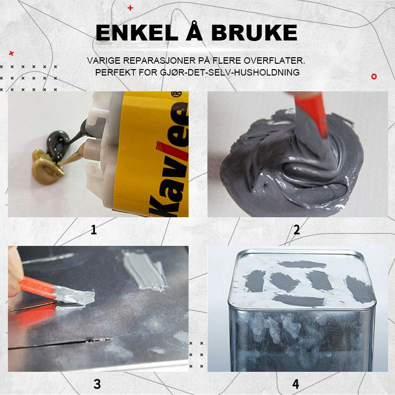 Robust lim for varige reparasjoner. Verktøy for enkel hjemmefiks på metall, plast, tre og keramikk.