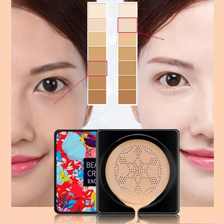 Kvinner's Air Cushion CC krem med soppbørste for naturlig look og hudpleie.