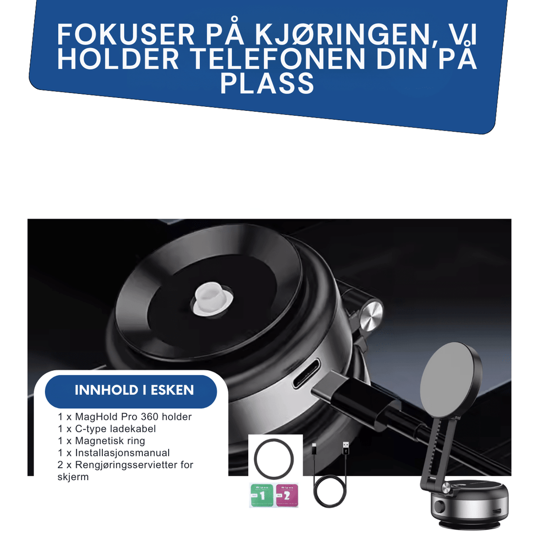Kompakt og robust MagHold Pro magnetisk bilfeste, designet for trygg og enkel mobilbruk.