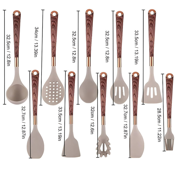 Ergonomisk silikonstekespade fra luksus kjøkkenredskapssett, skånsom mot non-stick panner.