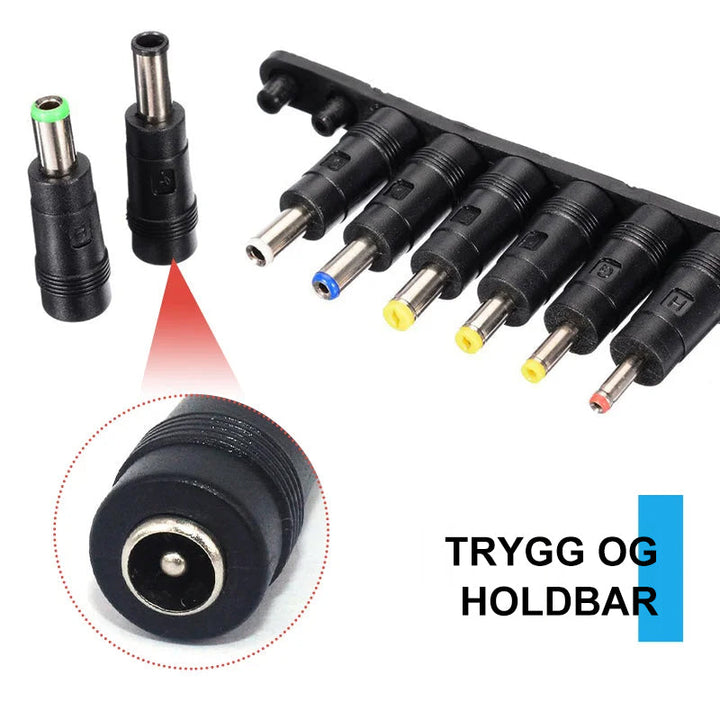 Robust universal likestrømadapter med solid tilkobling, en pålitelig strømforsyning for mange enheter.