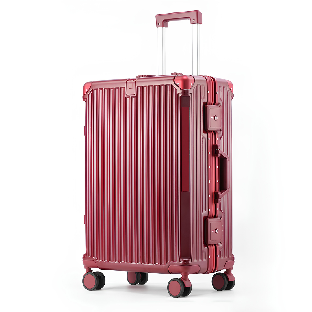 Solid aluminiumskoffert WC2026 hard-shell, fire hjul, perfekt for trygge reiser og ferie.