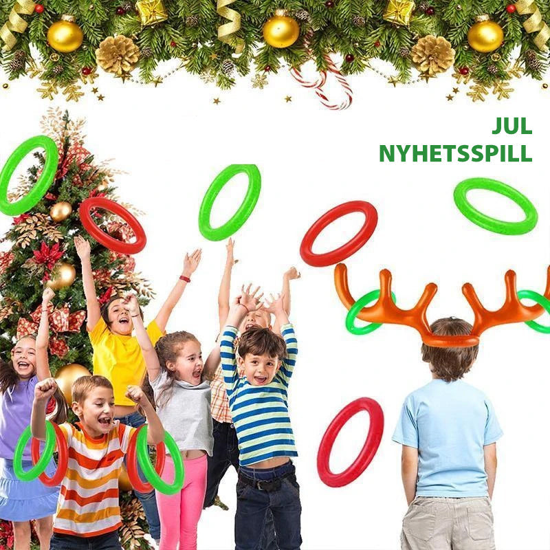 Oppblåsbart gevir ringkast julespill, perfekt for å underholde på julebordet.