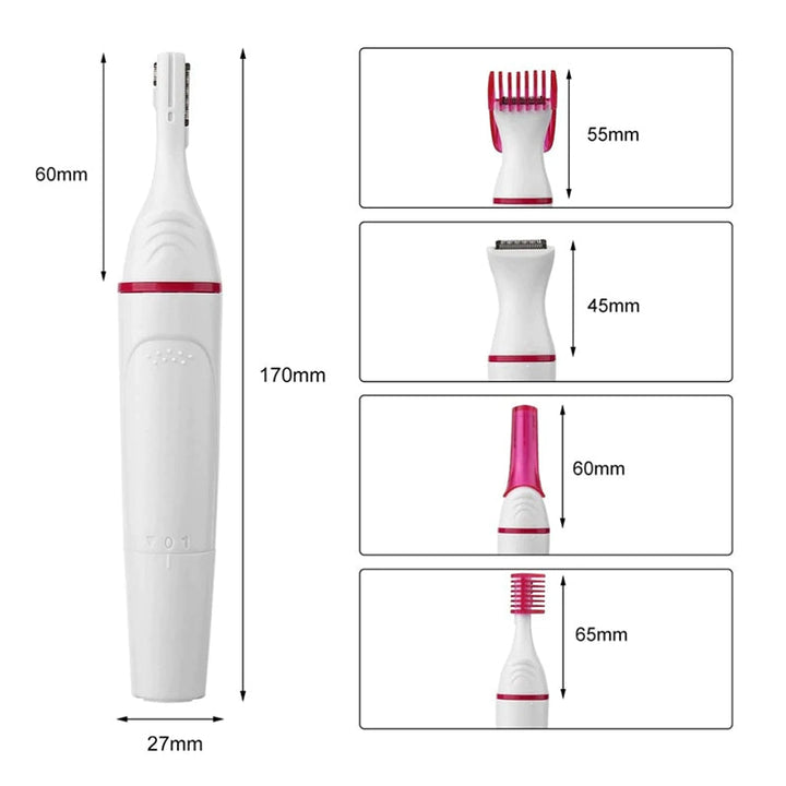 Kvinners 5-i-1 epilator for ansikt og kropp, med vanntett design for enkel og rask hårfjerning.