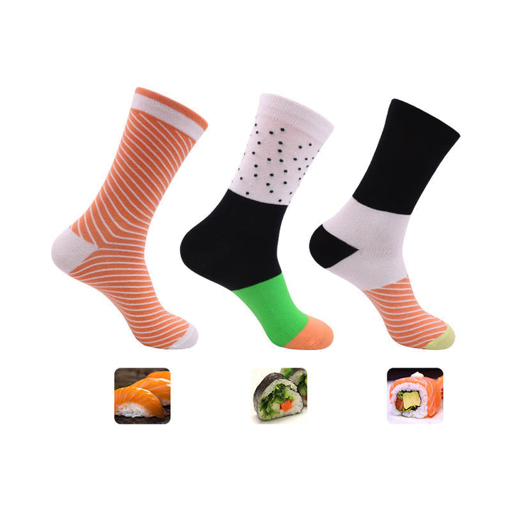Gaveeske med to par morsomme sushi-sokker. Ideell nyhet og gave til venner og familie.