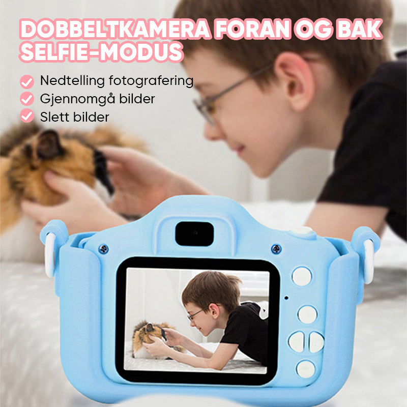 Barnekamera med kreative funksjoner, HD og filter for morsom fotografering. Gaveidé til barn.
