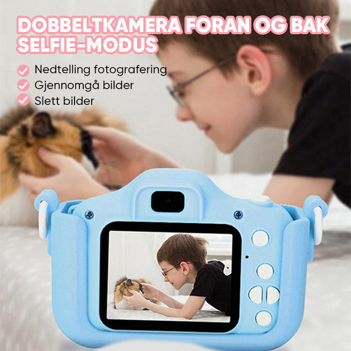 Barnekamera med kreative funksjoner, HD og filter for morsom fotografering. Gaveidé til barn.