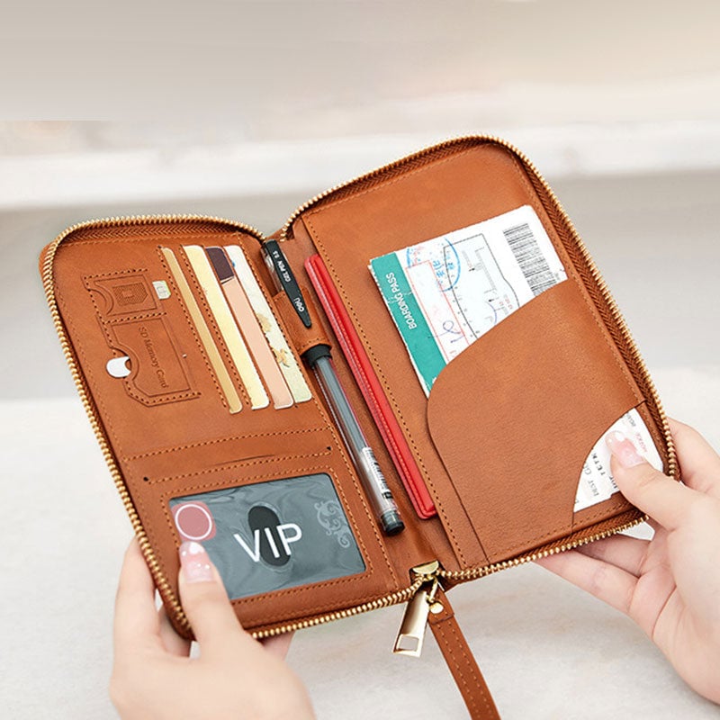 Elegant RFID passlommebok, perfekt for sikker oppbevaring på ferie og reiser.