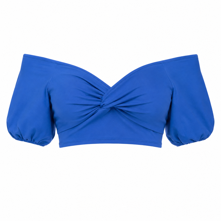 Trendy brun off-shoulder dame topp med åpen rygg og knytedetaljer, ideell for fest eller strand.