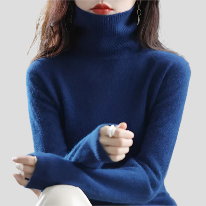 Nydelig turtleneck genser for kvinner. Elegant, myk strikket genser med høy hals, perfekt for høst og vinter.