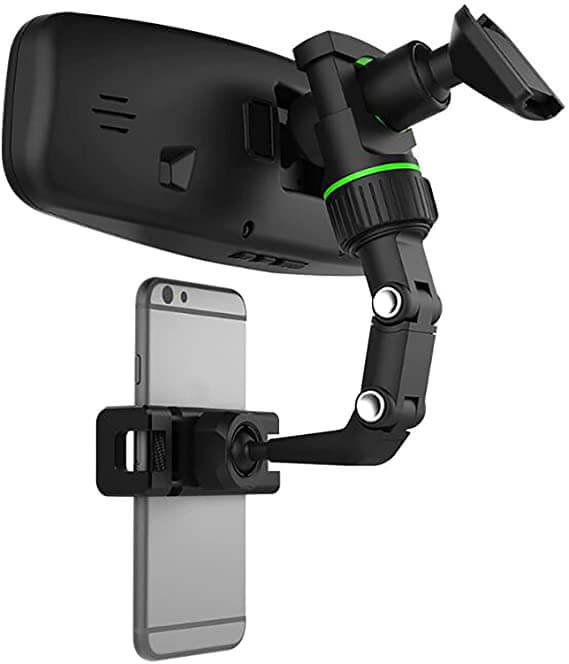 360° roterbar telefonholder for ryggespeil. Universell bilholder for trygg navigasjon.