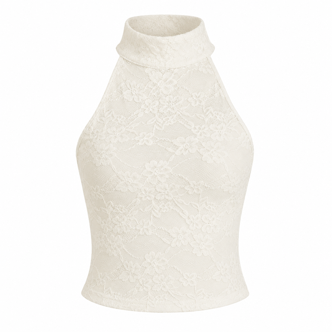 Aprikos halterneck crop topp for damer, ryggløs slim fit perfekt for sommer og fest.