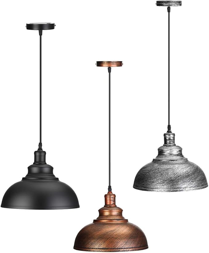 Allsidig industriell pendellampe med retro design. Vintage belysning i metall for stue, kjøkken og loft. Moderne lampe.