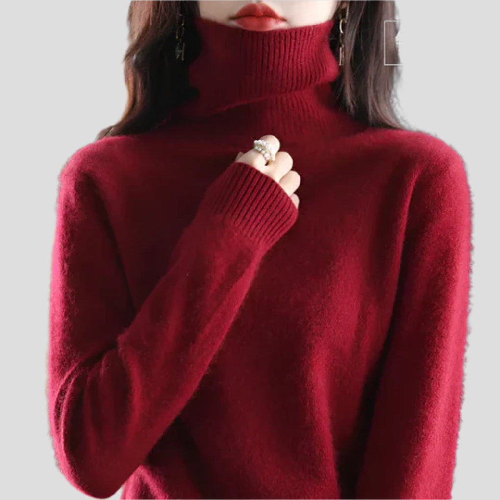 Vintergenser med høy hals for kvinner. Varm, stilfull og komfortabel strikket turtleneck i elegant design.