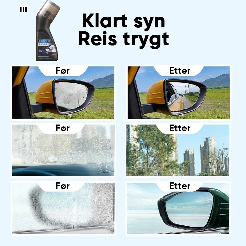 Briller med krystallklart syn etter behandling med effektivt anti-dugg middel, fri for dugg.