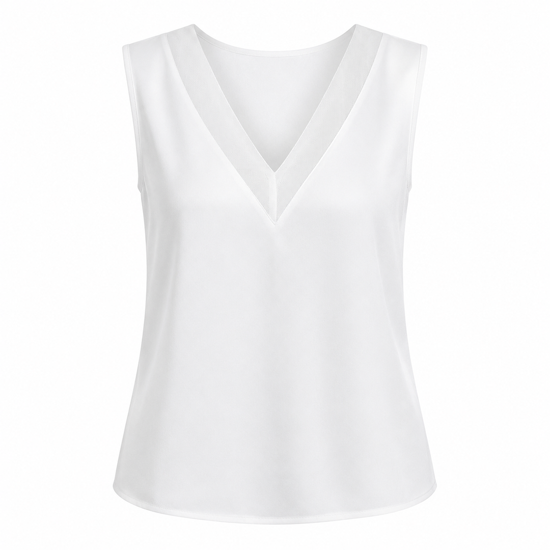 Tidløs elegant damebluse i sateng, en silkemyk skjorte for moderne mote og kontorantrekk.