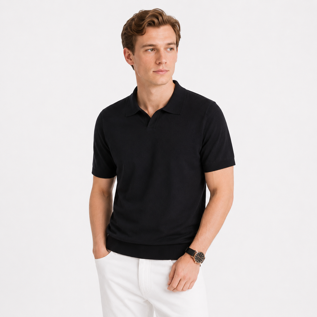 Herre strikket polo for casual og smart casual bruk. Slim fit skjorte med høy komfort og stil.