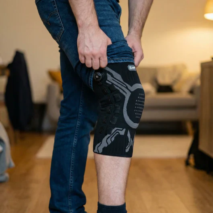 Ergonomisk knebeskytter, unisex, med justerbar passform for forebygging og rehabilitering av kneskader.