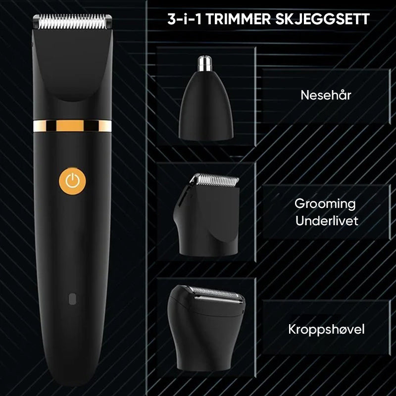 Vanntett elektrisk trimmer for presis kroppshårfjerning og personlig stell.