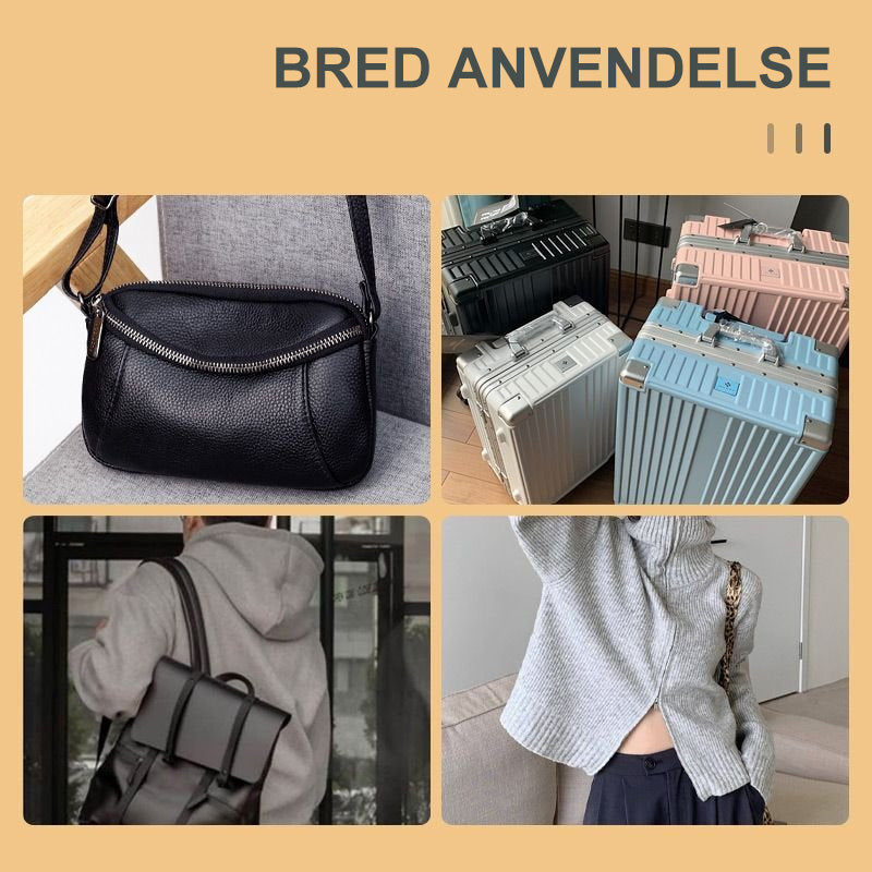 Samling av universale glidelåstrekkere i metall, klare for rask reparasjon av ødelagte glidelåser på tekstiler.