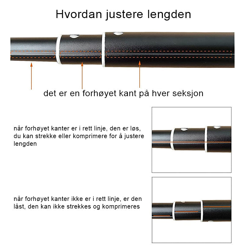 Sammenleggbart, teleskopisk skohorn i metall. Perfekt reisehjelpemiddel for enkel og rask skopåkledning.