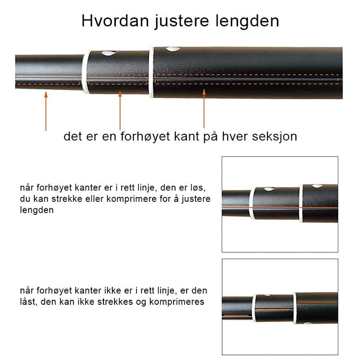 Sammenleggbart, teleskopisk skohorn i metall. Perfekt reisehjelpemiddel for enkel og rask skopåkledning.
