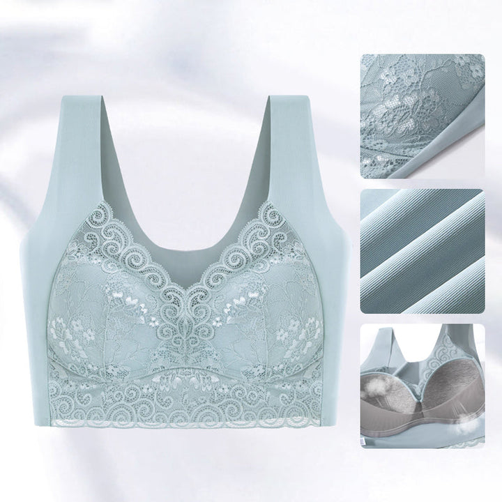 Elegant nylon blonde BH uten bøyle, med push-up effekt for usynlig støtte.