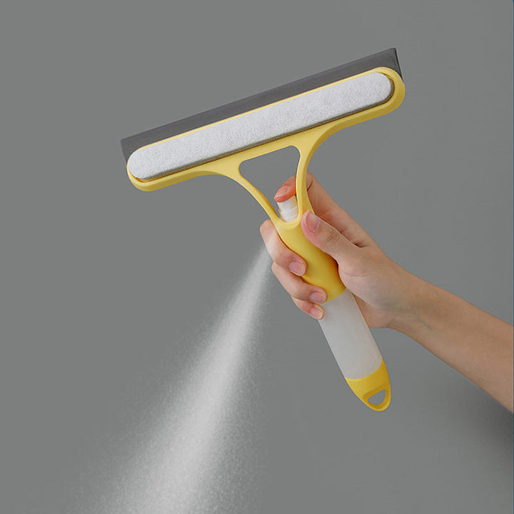 Effektiv 3-i-1 vindusnal med integrert sprayflaske og mikrofiberklut for stripefri glassrengjøring.