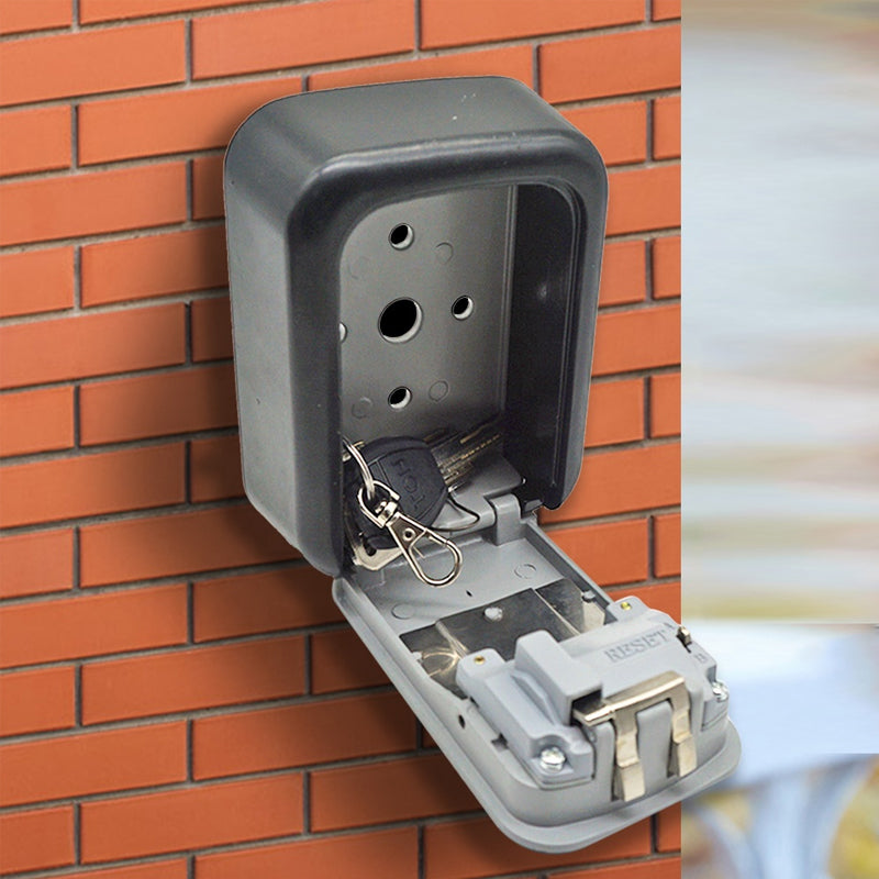 Smart veggmontert nøkkelboks med kodelås. Ideell for enkel, sikker nøkkeloppbevaring i husholdningen utendørs.