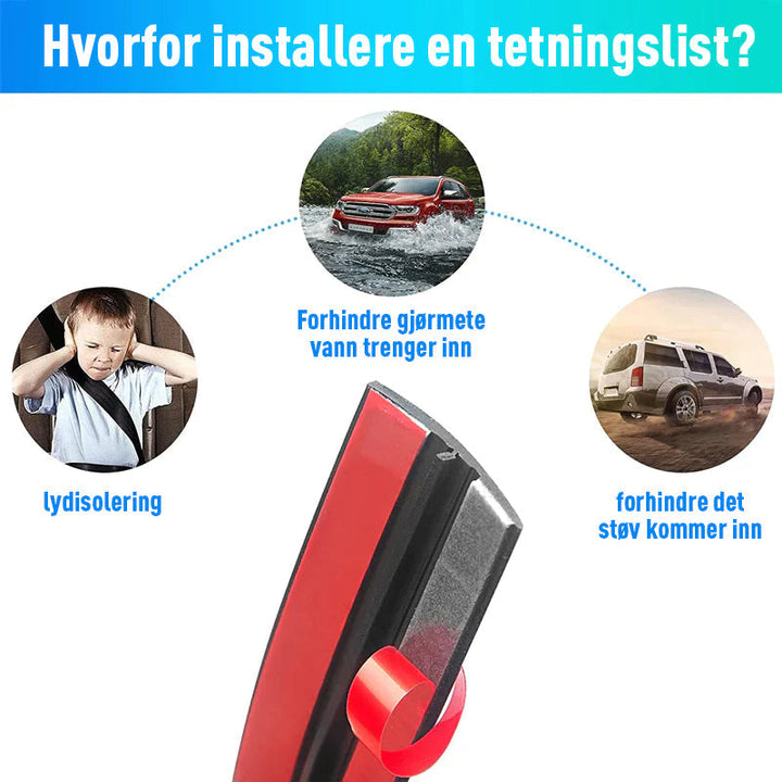 Praktisk biltilbehør: T-formet tetningslist for optimal støyreduksjon og forbedret kupéklima.