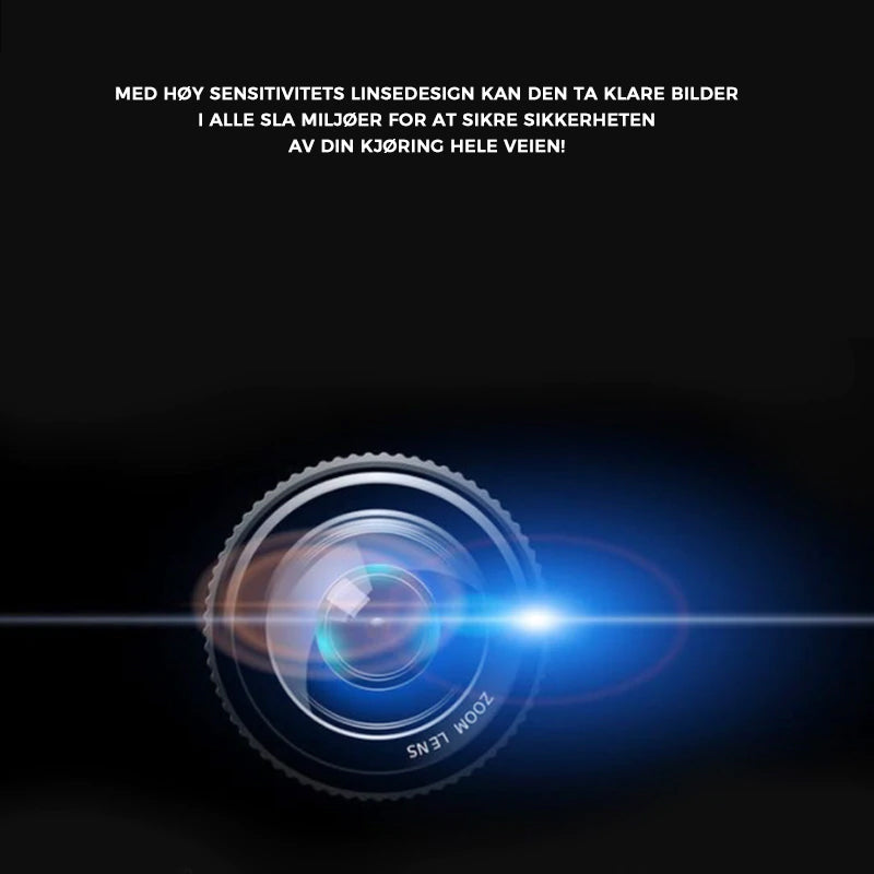 Bilkamera med dobbel opptak; fanger både vei foran og bilens interiør i Full HD.