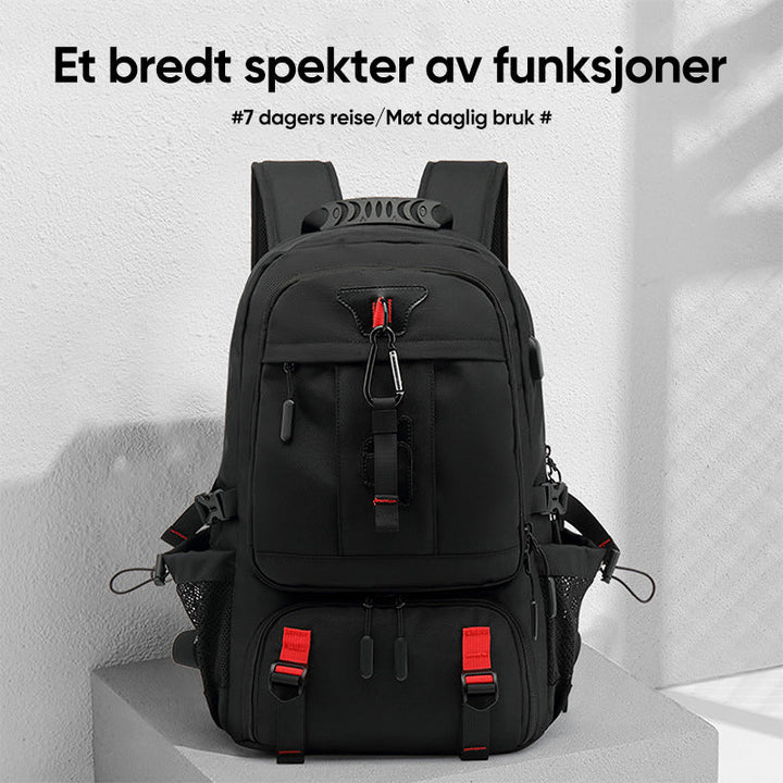 Unisex laptop-ryggsekk med stor kapasitet, laget av vanntett polyester, perfekt for reise.