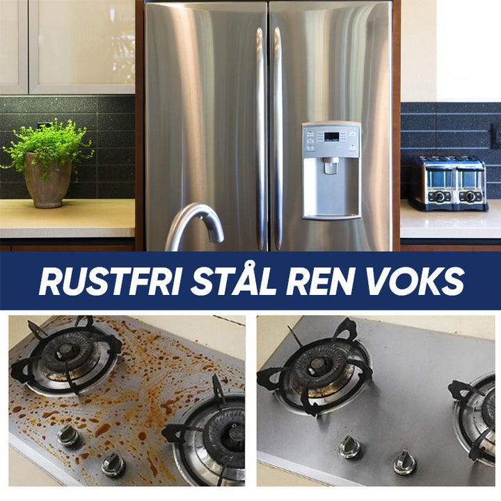 Miljøvennlig nano-rengjøringspasta for rustfritt stål. Trygg og effektiv flekkfjerner som gir glans i hjemmet.