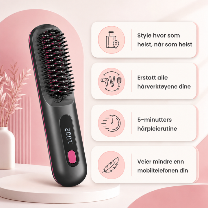 HeatBrush for perfekt glattet hår, med langvarig glans og en sunn, krusfri finish.