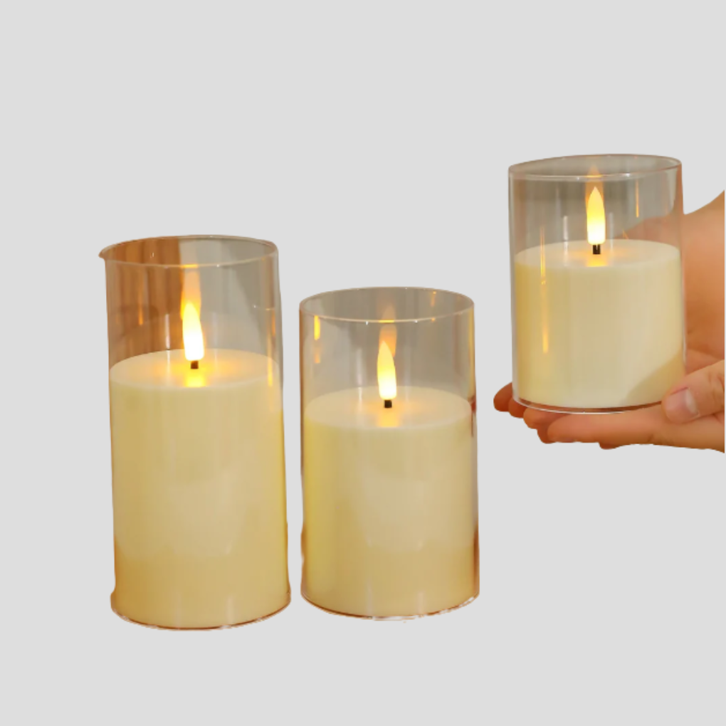 Elegant LED lysestake i 3 deler, ideell dekorasjon og gaveidé for koselig interiør med trygge flammefrie lys.