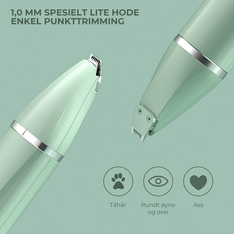Allsidig trådløs trimmer og neglesliper for alle kjæledyr, gir profesjonell grooming hjemme.
