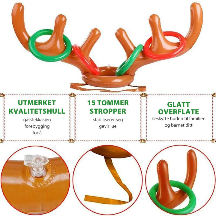 Barnespill til jul: Oppblåsbart reinsdyr gevir ringkast, enkelt å sette opp.