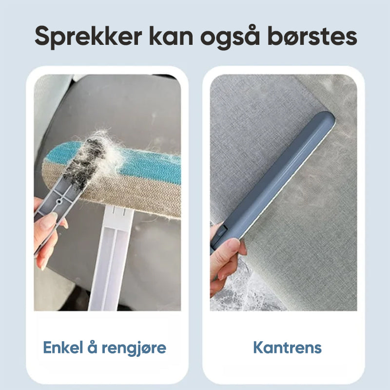 Allsidig kjæledyrhårfjerner brukt på flere overflater; klær, møbler og tepper. Fjerner effektivt dyrehår.