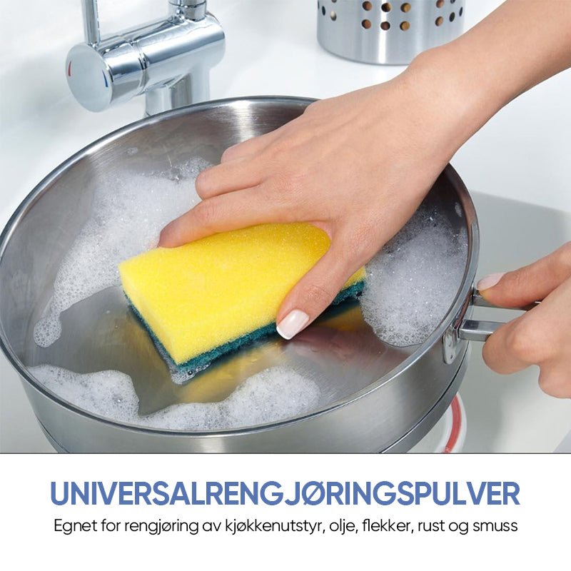 Universalt kjøkkenrengjøringspulver i pakning, ideelt for grundig og effektiv rengjøring.