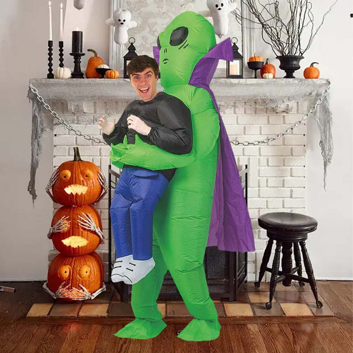 Oppblåsbart unisex romvesenkostyme, ideelt for en minneverdig Halloween feiring.