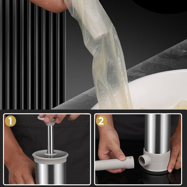 Ergonomisk håndtak på pølsestopperen, sikrer komfortabel og effektiv pølsemaking for husholdningen.