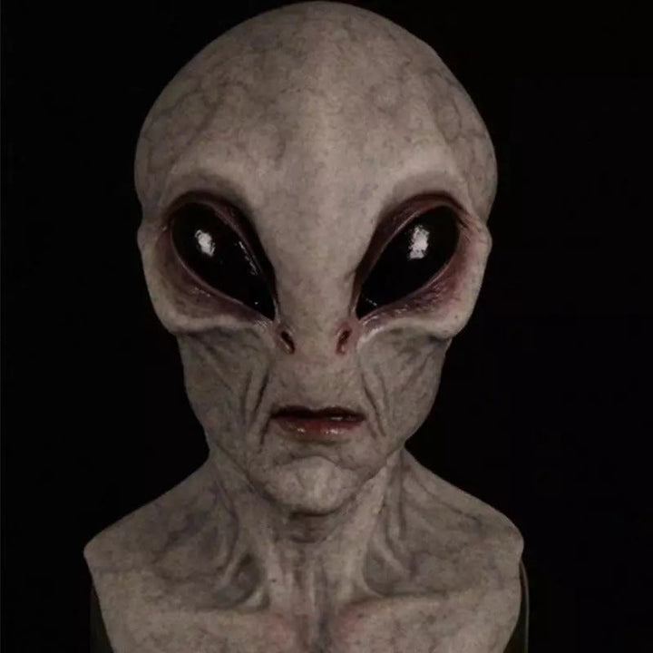 Festrekvisitt: Grønn realistisk alien maske for sci-fi-temafester og Halloween-skrekk.