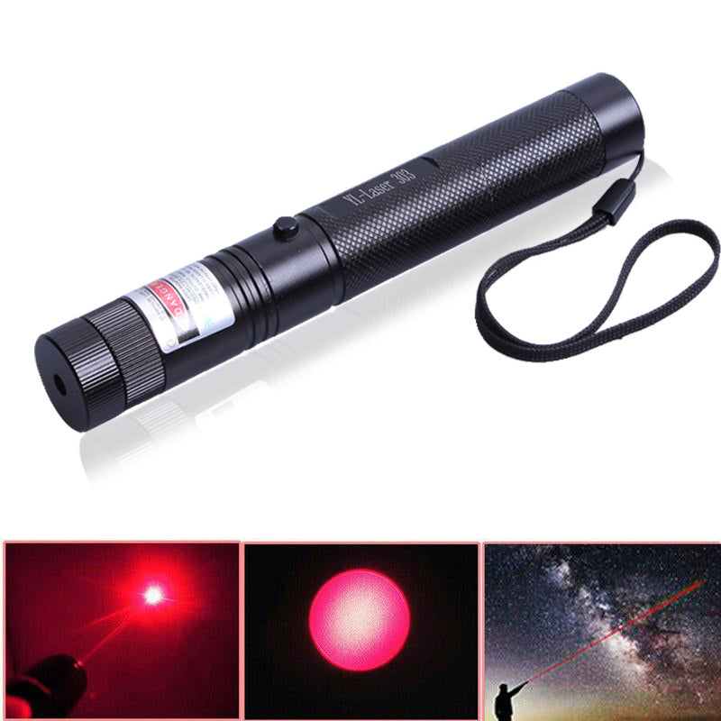 Høyeffektiv laserpeker for camping og jakt, utstyrt med lyssterk lommelykt og oppladbart batteri.