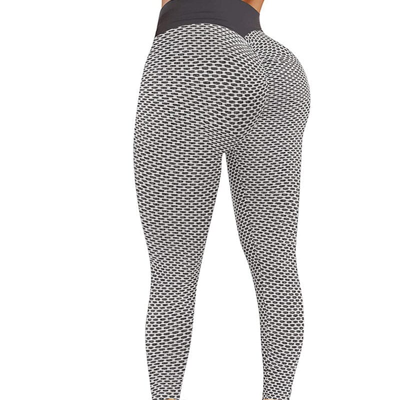 Dame aktivklær: Høymidjet scrunch butt yogabukser for trening og avslapning.