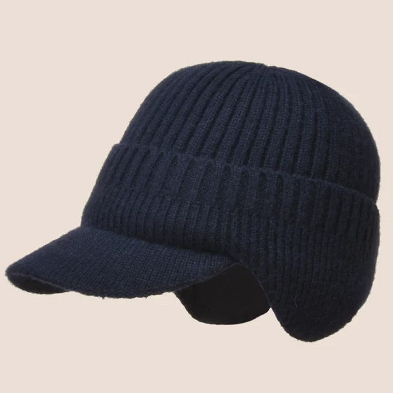 Lett og varm strikket unisex lue med ørebeskyttelse, perfekt for daglig bruk og eventyr.