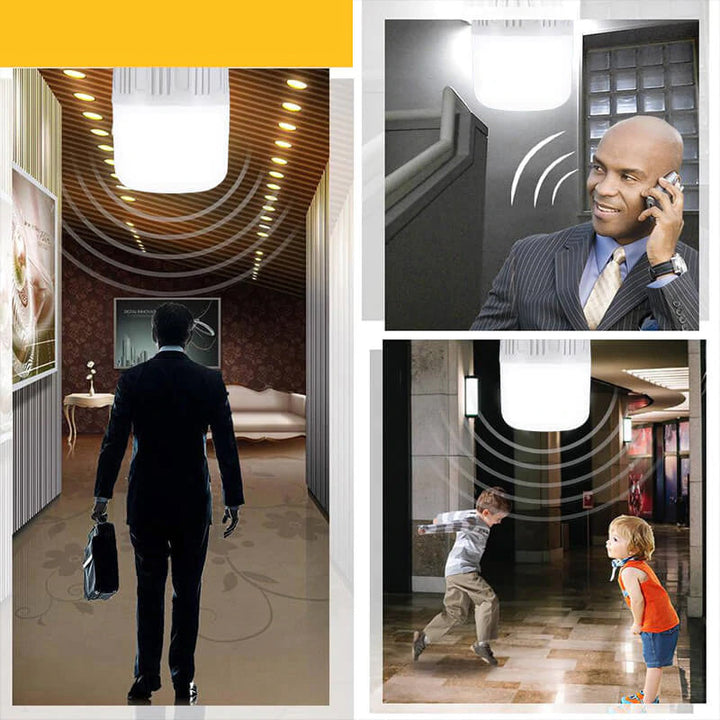 Sikkerhetsfremmende LED-lampe med bevegelsessensor, gir automatisk belysning for tryggere hjem, både inne og ute.