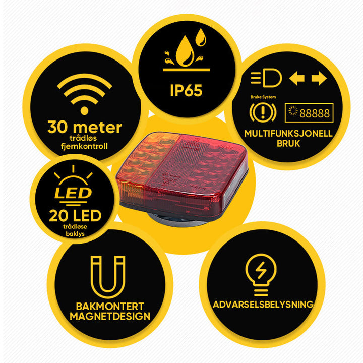 Optimal sikkerhet med trådløse LED-tilhengerlys for alle typer tilhengere.